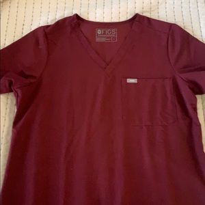 Figs Catarina scrub top size large burgundy